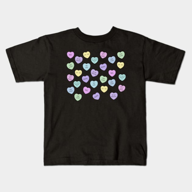 Mean Valentines Day Candy pattern Kids T-Shirt by valentinahramov